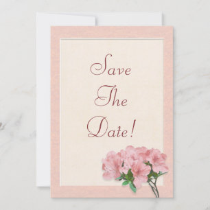 Rosa Azaleenblüten & Rahmen Save The Date Hochzeit Einladung