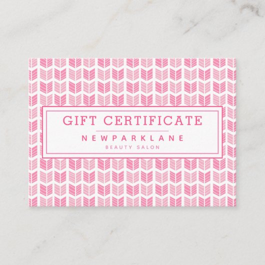Rosa Azteken Pfeile Print Business Geschenkgutsche Visitenkarte (Vorderseite)