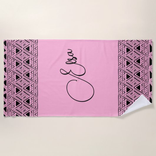 rosa Aztekenmuster Strandtuch (Vorderseite)
