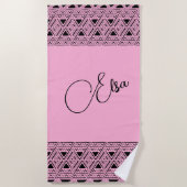 rosa Aztekenmuster Strandtuch (Vorderseite)