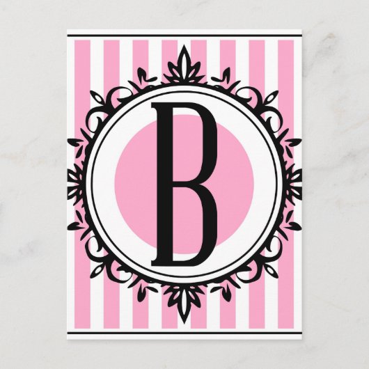 Rosa "B"-Monogramm Postkarte (Vorderseite)