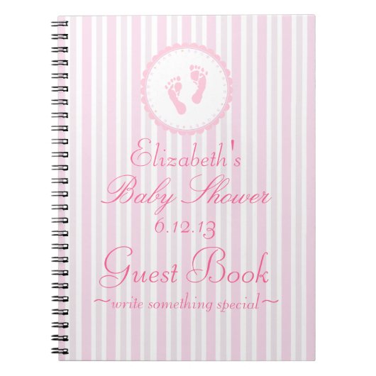 Rosa Baby-Abdruck-Babyparty-Gast-Buch Notizblock (Vorderseite)