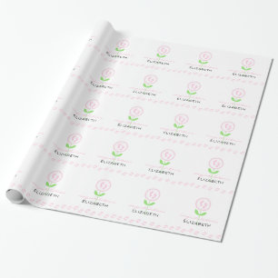 Rosa Baby-Abdruck-Blumen-Baby-Dusche Geschenkpapier