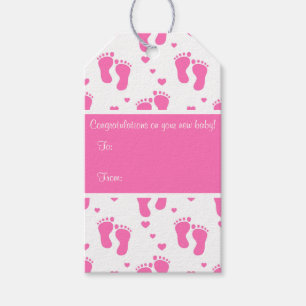 Rosa Baby-Abdrücke Geschenkanhänger