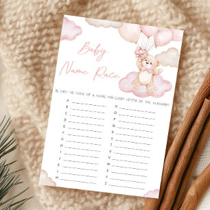 Rosa Baby-Bär-Ballon-Shower-Baby-Name-Race-Spiel