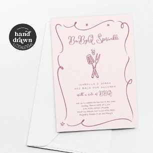 Rosa Baby-BBQ-BaByQ-Sprinkle-Einladung für Mädchen Einladung