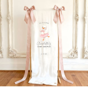 Rosa Baby-Bogen-Alberne-Gans-Baby-Party-Willkommen Banner