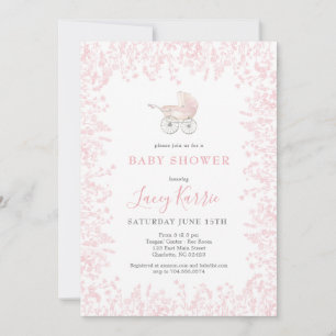 Rosa Baby Carriage Baby Dusche Einladung