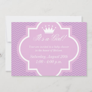 Rosa Baby Dusche Einladungen mit Prinzessin Kronen