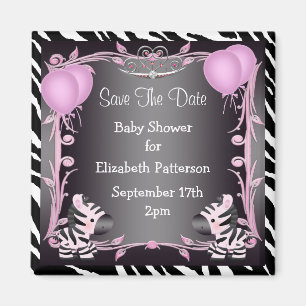 Rosa Baby-Dusche Prinzessin-Zebra Save the Date Magnet