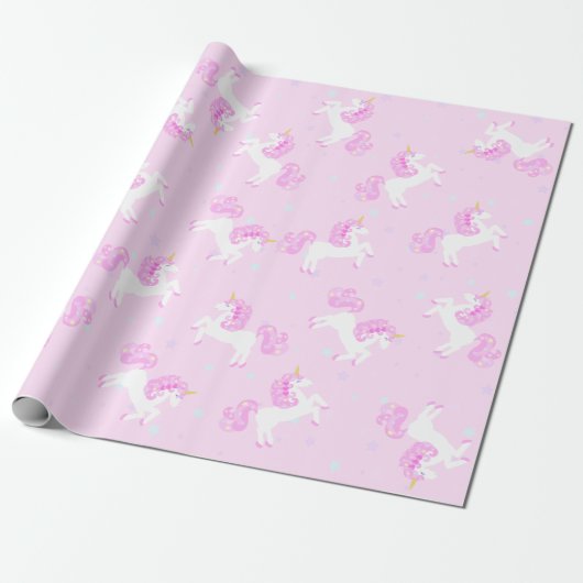 Rosa Baby-Einhorn-Packpapier Geschenkpapier (Ungerollt)