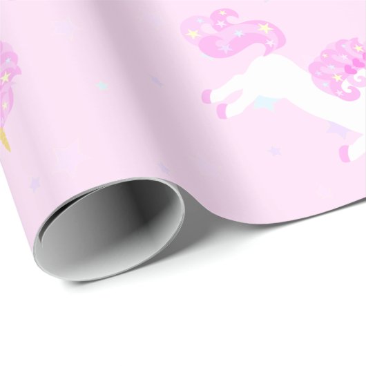 Rosa Baby-Einhorn-Packpapier Geschenkpapier (Rolleneckpunkt)