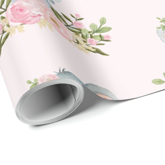 Rosa Baby-Elefant-Mädchen-Duschen-1. Geschenkpapier (Rolleneckpunkt)