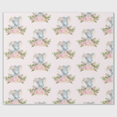 Rosa Baby-Elefant-Mädchen-Duschen-1. Geschenkpapier (Flach)