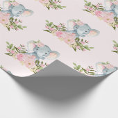 Rosa Baby-Elefant-Mädchen-Duschen-1. Geschenkpapier (Ecke)