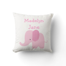 Rosa Baby-Elefant-personalisierte Kissen