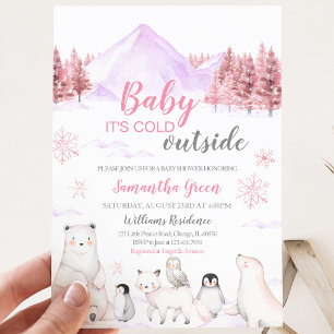 Rosa Baby, es ist kalt draußen Baby Shower Einladung