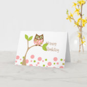 Rosa Baby-Eule Karte (Gelbe Blume)
