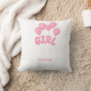 Rosa Baby Girl Luftballon-Feier - Süße Kinderzimme Kissen