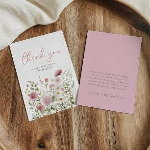 Rosa Baby In Bloom Wildflower Baby Shower Karte