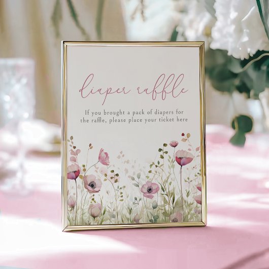 Rosa Baby in Blüte Florale Wildblumen-Windel-Raffl Poster