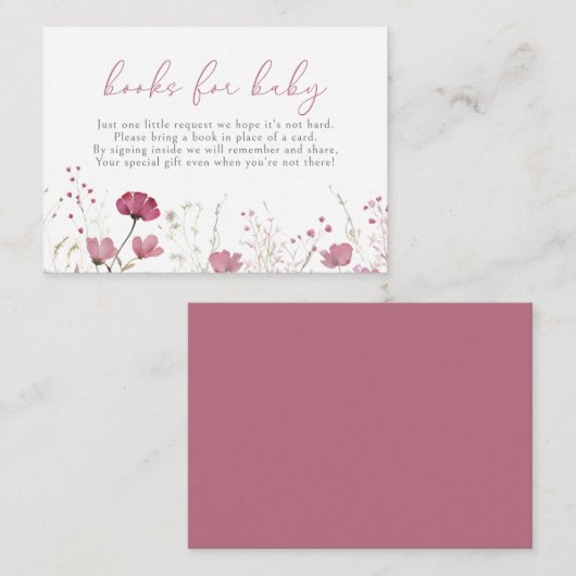 Rosa Baby in blutfarbenen Wildblumen Bücher für Ba Begleitkarte (Vorne/Hinten)