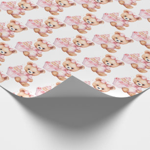 Rosa Baby-Kleinkind-Teddybär-Geschenkverpackungspa Geschenkpapier