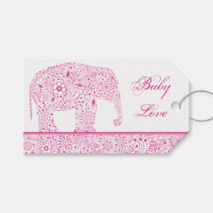 Rosa Baby-Liebe-Elefant-Geschenk-Umbau Geschenkanhänger