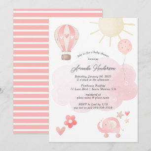 Rosa Baby Mädchen Babyparty-Einladung Einladung