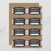 Rosa Baby Q-Degustationsschein, Lose für Mädchen, Einladung (Vorne/Hinten)