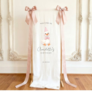 Rosa Baby-Schleife Silly Goose Geburtstags-Willkom Banner