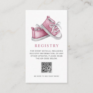 Rosa Baby-Schühchen Baby Shower QR-Code-Registry Begleitkarte