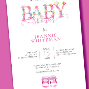 Rosa Baby-Schuhe Baby Shower Einladung