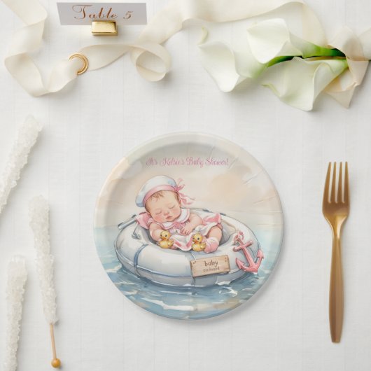 Rosa Baby-Seemann Mädchen Papier Teller (Hochzeit)