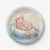 Rosa Baby-Seemann Mädchen Papier Teller (Vorderseite)