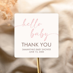 Rosa Baby Shower Begrüßung Quadratischer Aufkleber