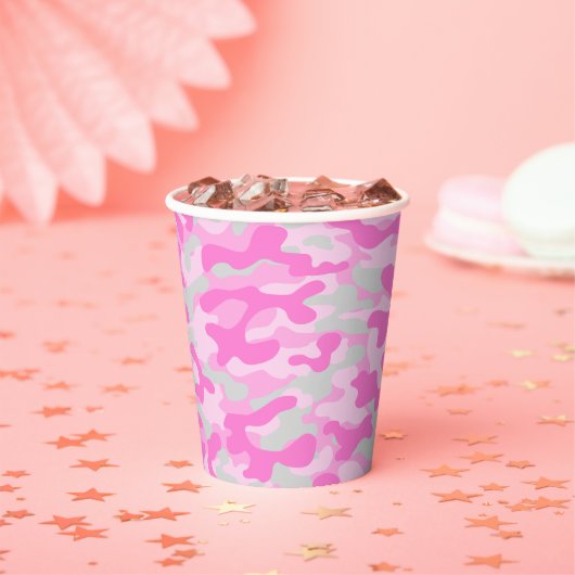 Rosa Baby Shower Camo Pappbecher (Insitu)