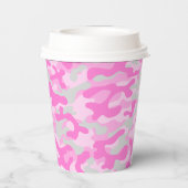 Rosa Baby Shower Camo Pappbecher (Rückseite)