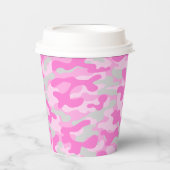Rosa Baby Shower Camo Pappbecher (Vorderseite)