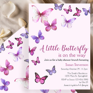 Rosa Baby Shower 'Eine kleine Schmetterling' Einladung
