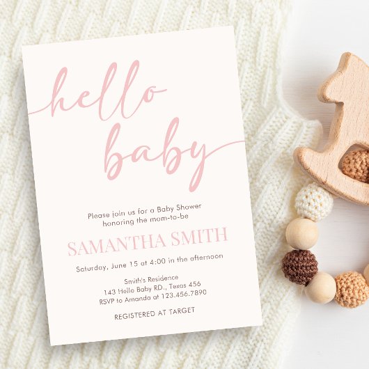 Rosa Baby Shower Einladung