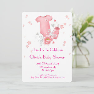 ROSA BABY-SHOWER-EINLADUNG FÜR MÄDCHEN EINLADUNG