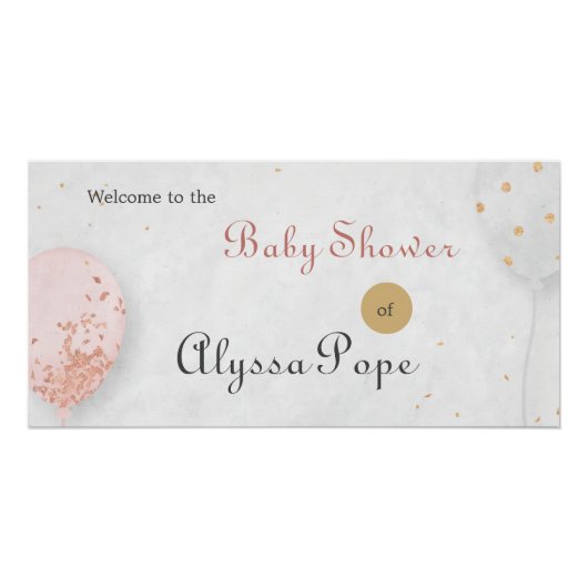 Rosa Baby Shower Luftballon Poster (Vorderseite)