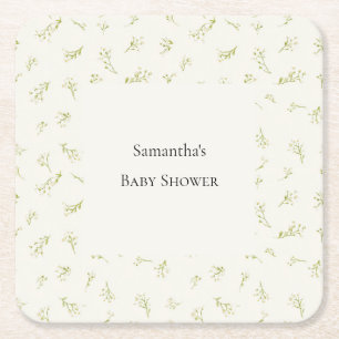 Rosa Baby Shower mit Cremefarbenen Blumen Rechteckiger Pappuntersetzer