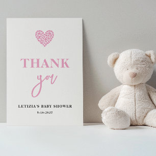 Rosa Baby Shower mit Herz Dankeskarte