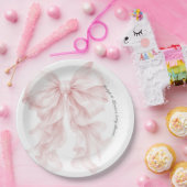 Rosa Baby Shower mit Schleife Pappteller (Party)