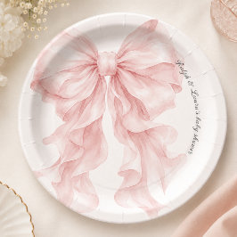 Rosa Baby Shower mit Schleife Pappteller