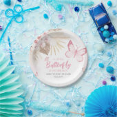 Rosa Baby Shower mit Schmetterling Pappteller (Party)