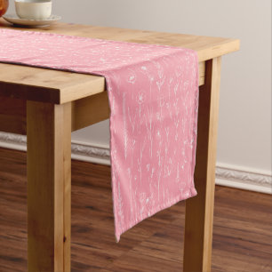 Rosa Baby-Shower-Tischläufer mit Wildblumenmotiv Kurzer Tischläufer