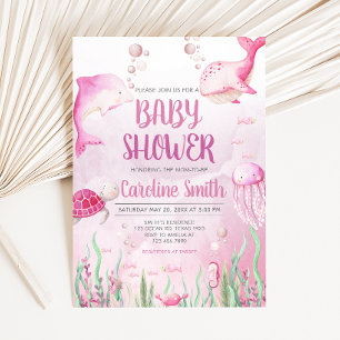 Rosa Baby Shower unter dem Meer Einladung